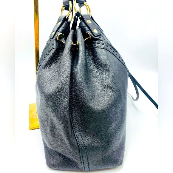 Auth YVES SAINT LAURENT Reversible
Bronze/Black Leather Double Sac Y Tote Bag - Picture 9 of 16